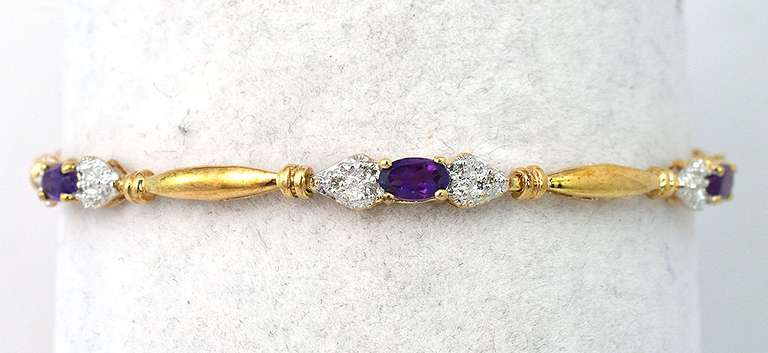 Charming Amethyst Bracelet in Two-Tone Gold