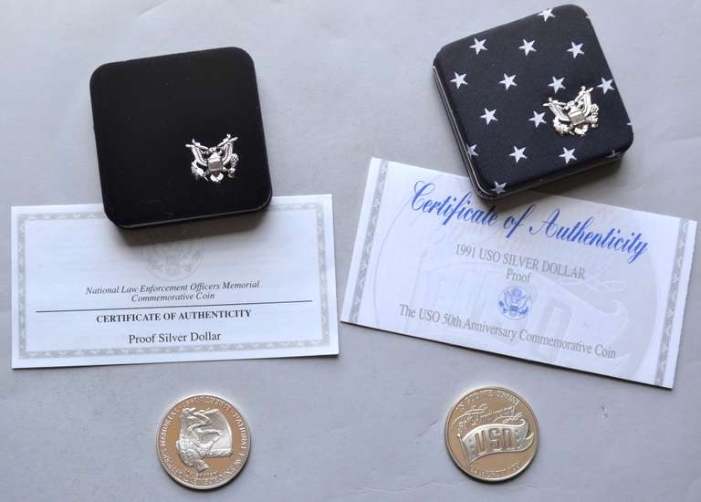 1991 USO  and 1997 Columbus Proof Silver D