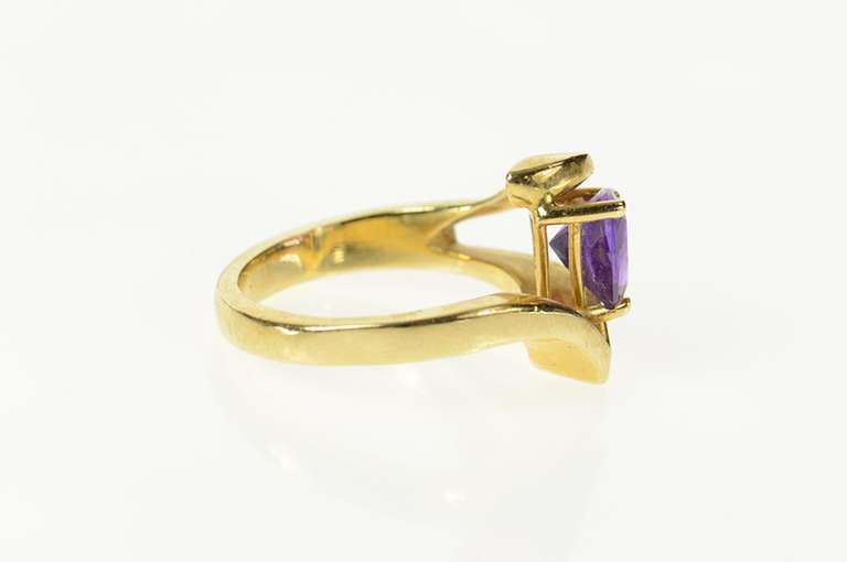 14K Yellow Gold Trillion Amethyst Geometric Statement Ring
