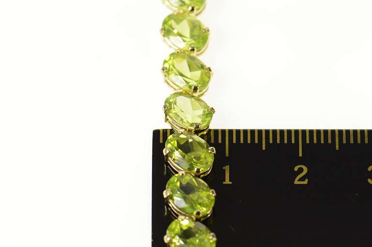 14K Yellow Gold Oval Peridot Classic Statement Tennis Bracelet