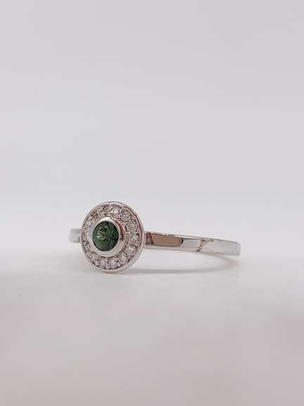 14kt Gold ,Green Sapphire, & Diamond Ring