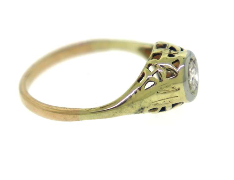 Vintage Yellow Gold European Diamond Ring