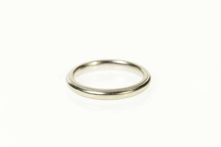 14K White Gold 2.6mm Classic Simple Milgrain Wedding Band Ring