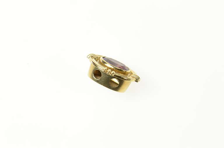 14K Yellow Gold Ornate Amethyst Oval Slide Bracelet Charm/Pendant
