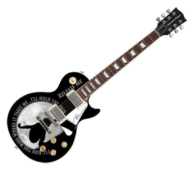 Pearl Jam Eddie Vedder Autographed Wave Photo Guitar