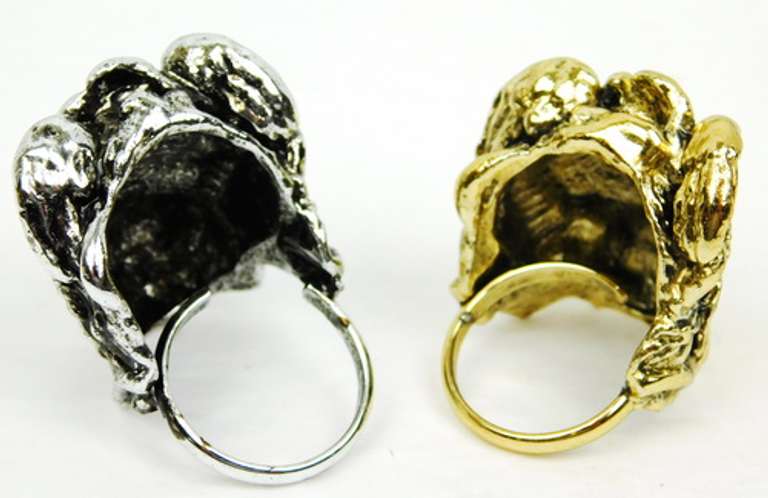 2 Large Cast Medusa Figural Rings