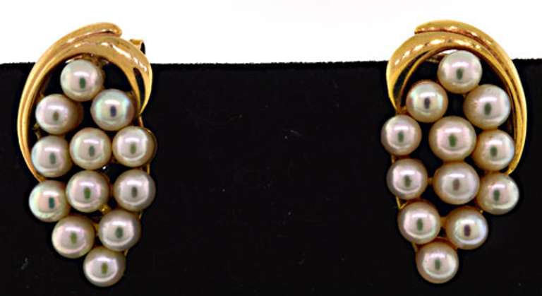 Lovely Pearl Cluster 14kt Earrings