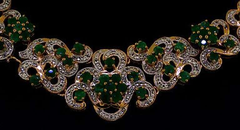 Stunning Designer Emerald and White Topaz Necklace