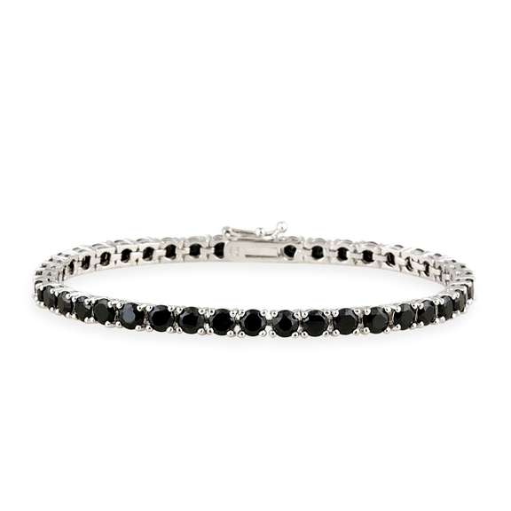 Sterling Silver 14ct Black Spinel Tennis Bracelet
