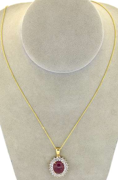 Sparkling Cabochon-Cut 7.00CTS Star Ruby & Sapphire Necklace in Vermeil