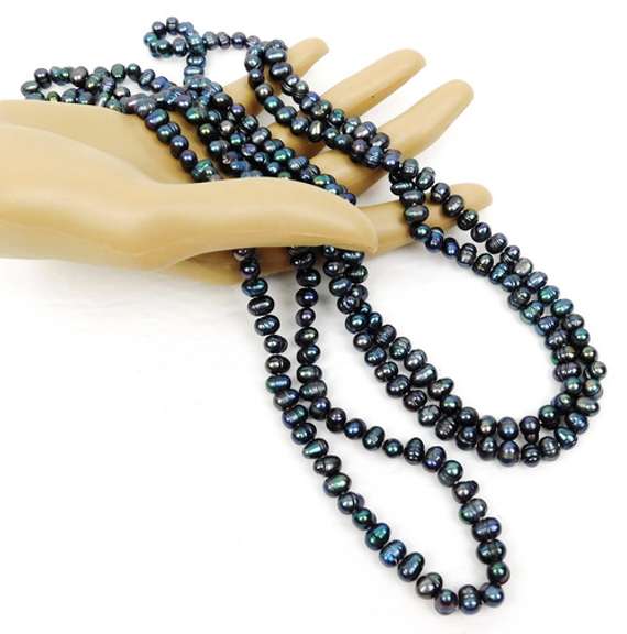 Beautiful 62 Inch Freshwater Peacock Pearl Necklace