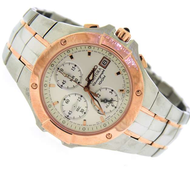 Seiko Coutura 2 Tone Rose Gold and Stainless Steel Watch