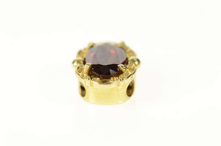 14K Yellow Gold Oval Victorian Garnet Slide Bracelet Charm/Pendant