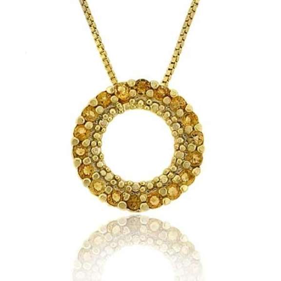 18K Gold over Sterling Silver 1/2ct Citrine Circle Eternity Pendant