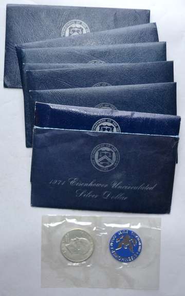 2 Each 1971-1974 Blue Pac Ike Silver Dollars