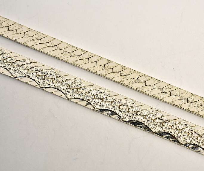 Two sterling Textured Herringbone Necklaces