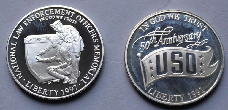 1991 USO  and 1997 Columbus Proof Silver D
