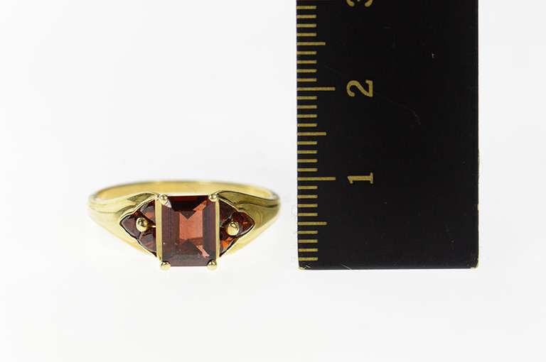 10K Yellow Gold Emerald Garnet Cluster Accent Statement Ring