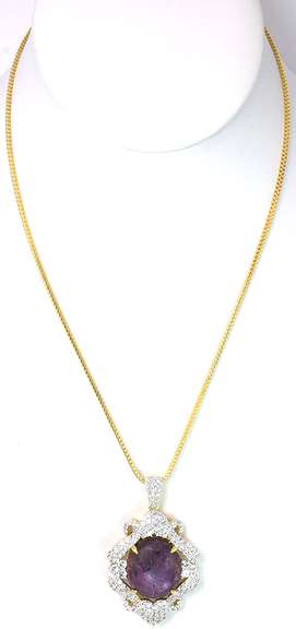 Dazzling Huge 38.00CTS Cabochon Cut Natural Star Ruby & 4.50CTW White Sapphire Necklace in Vermeil