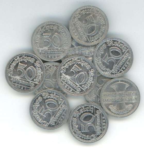 11 Choice to Gem BU 1922-G Germany 50 Pfennigs