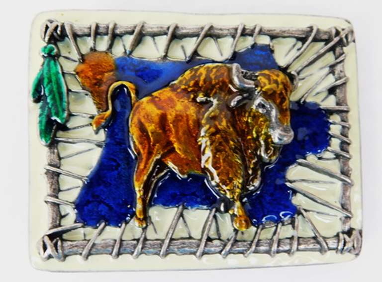 Enameled Buffalo Belt Buckle
