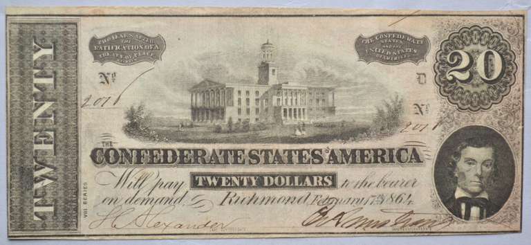 $ 20 Feb 17 1864 Series Confederate States Note