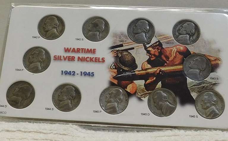 Silver War Nickel Complete Set, circ.  1942-1945