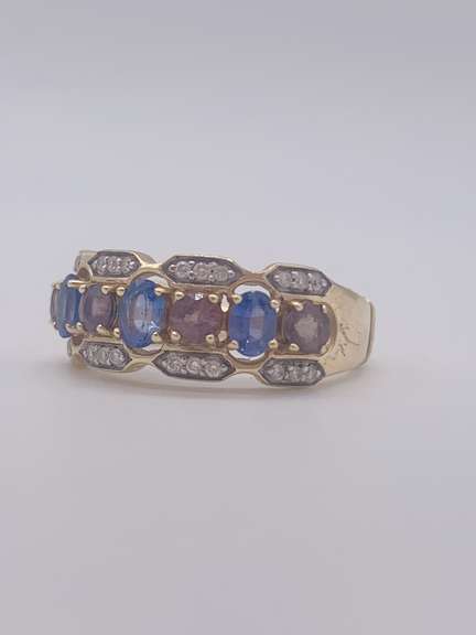 14kt Gold Tanzanite, Sapphire, & Diamond Cocktail Ring