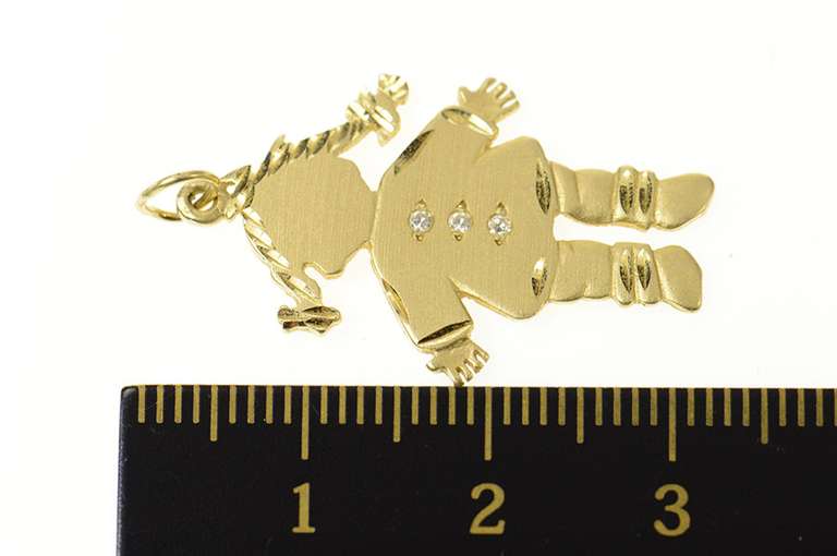 14K Yellow Gold Diamond Inset Little Girl Mother's Day Charm/Pendant