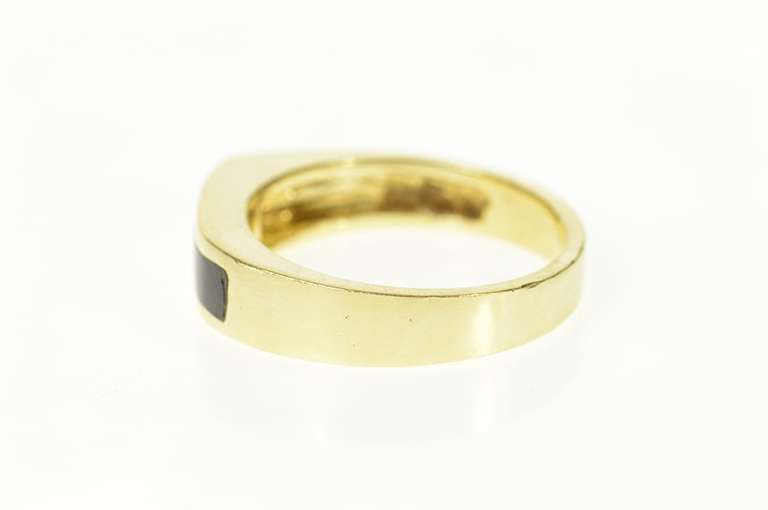 14K Yellow Gold Diamond Black Onyx Inlay Men's Statement Ring