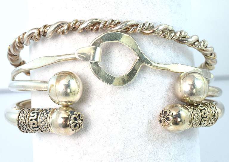 Heavy Lot of 4 Sterling Silver Bangles