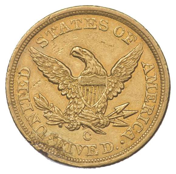 1856-C $5 Liberty Head Gold Half Eagle - Unc Details
