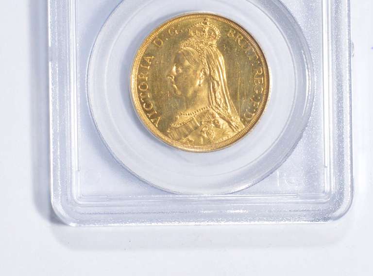 MS62 1887 Great Britain 2 Pounds World Gold Coin - Graded PCGS