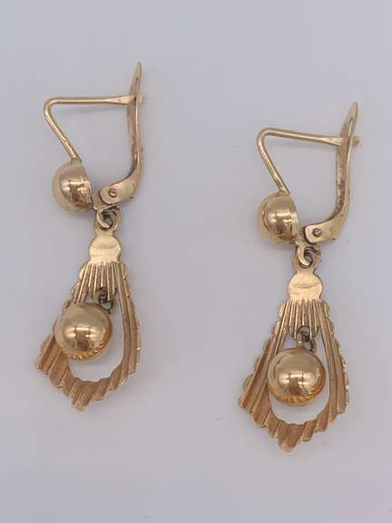 18kt Solid Yellow Gold Dangle Earrings