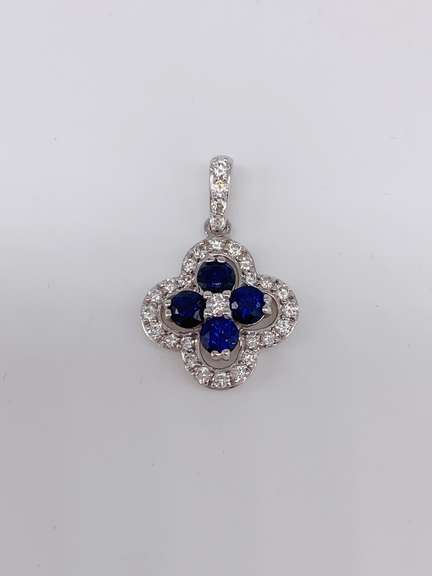 14kt Gold, Blue Sapphire, & Diamond Pendant