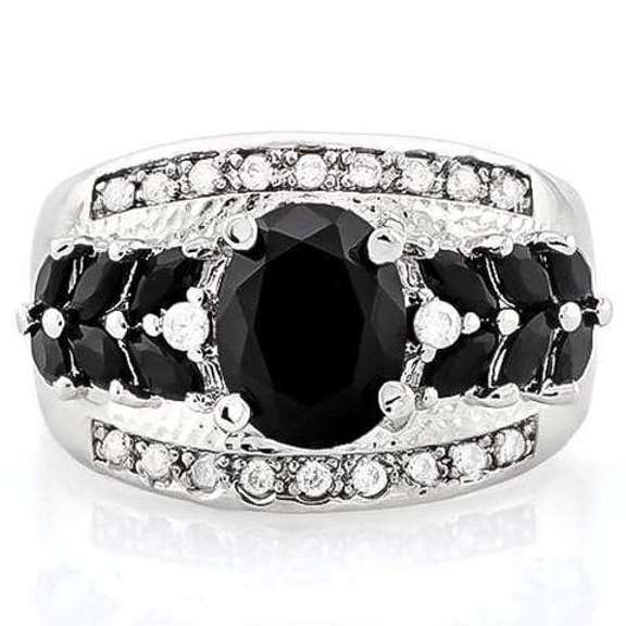 IRRESISTIBLE! BLACK SAPPHIRE STERLING SILVER RING
