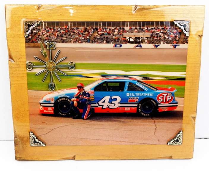 Richard Petty Photo Clock on Wood Plaque