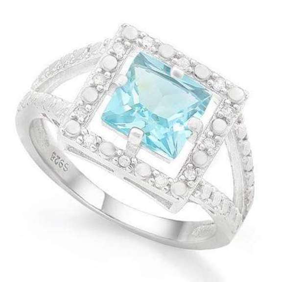 HULKING 2 1/5 CARAT BABY SWISS BLUE TOPAZ & DIAMONDS STERLING SILVER