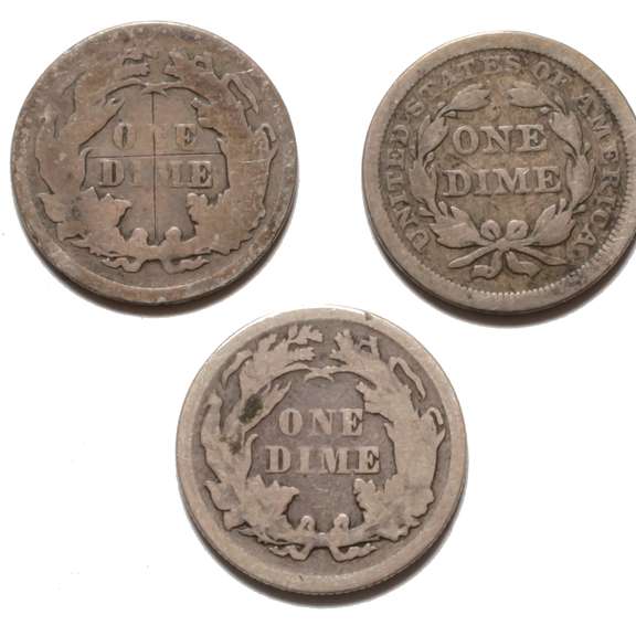 3 Seated Dimes