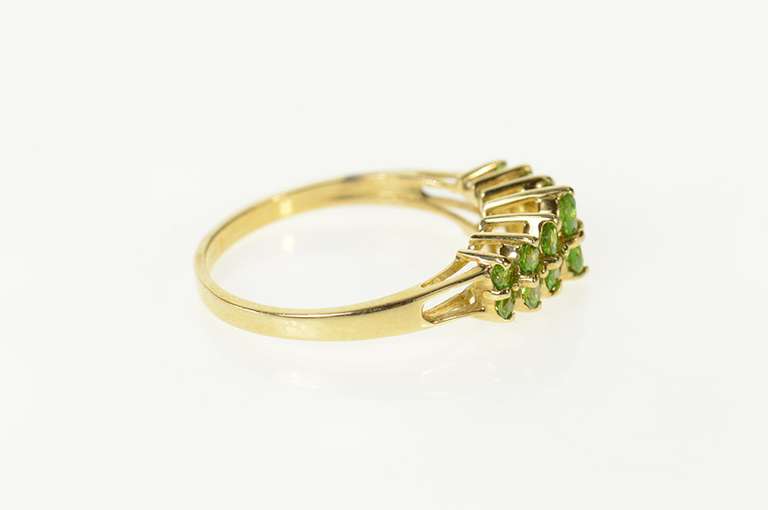10K Yellow Gold Graduated Syn. Peridot Tiered Design Band Ring