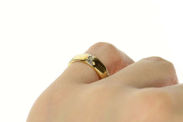 14K Yellow Gold 5.3mm Art Deco Orange Blossom Wedding Band Ring