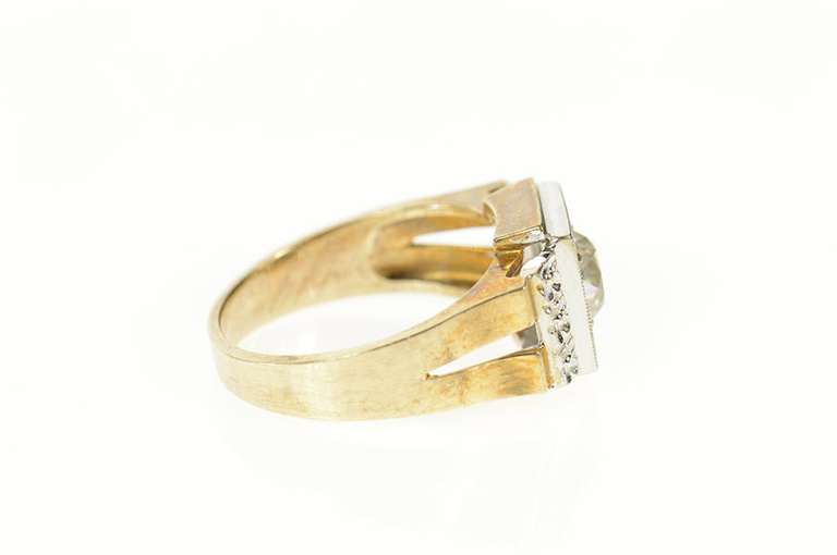 10K Yellow Gold Squared Men's Orange Blossom CZ Wedding Ring