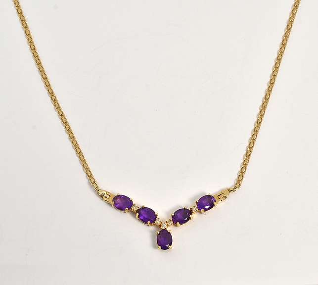 Amethyst and Diamond Necklace