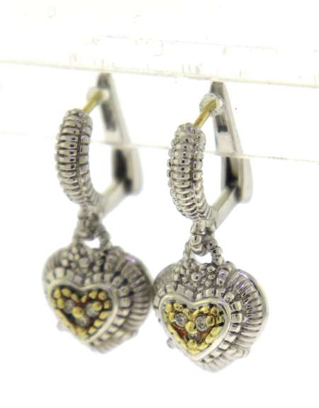 Judith Ripka TT Heart Dangle Earrings