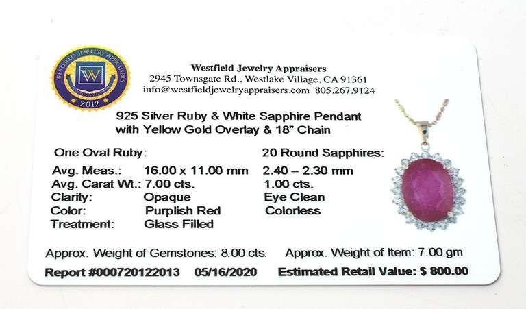 Vibrant Ruby & White Sapphire Necklace in Vermeil