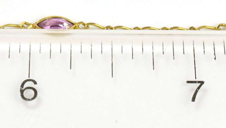 Charming Pink CZ Anklet in Yellow Gold
