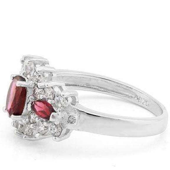 1.02 CT GARNET & 1.17 CT LAB STERLING SILVER RING
