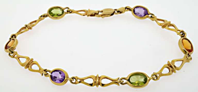 Multi Gemstone 14kt Gold Bracelet