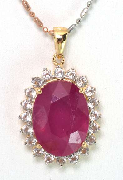 Vibrant Ruby & White Sapphire Necklace in Vermeil