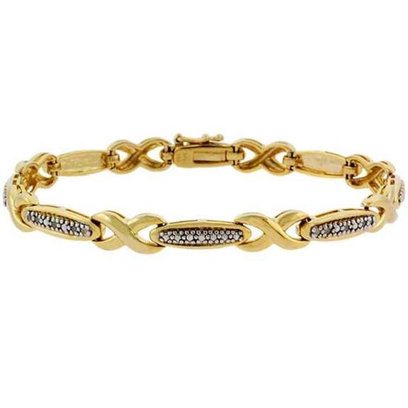18k Gold over Silver Diamond Accent 'X' Link Bracelet